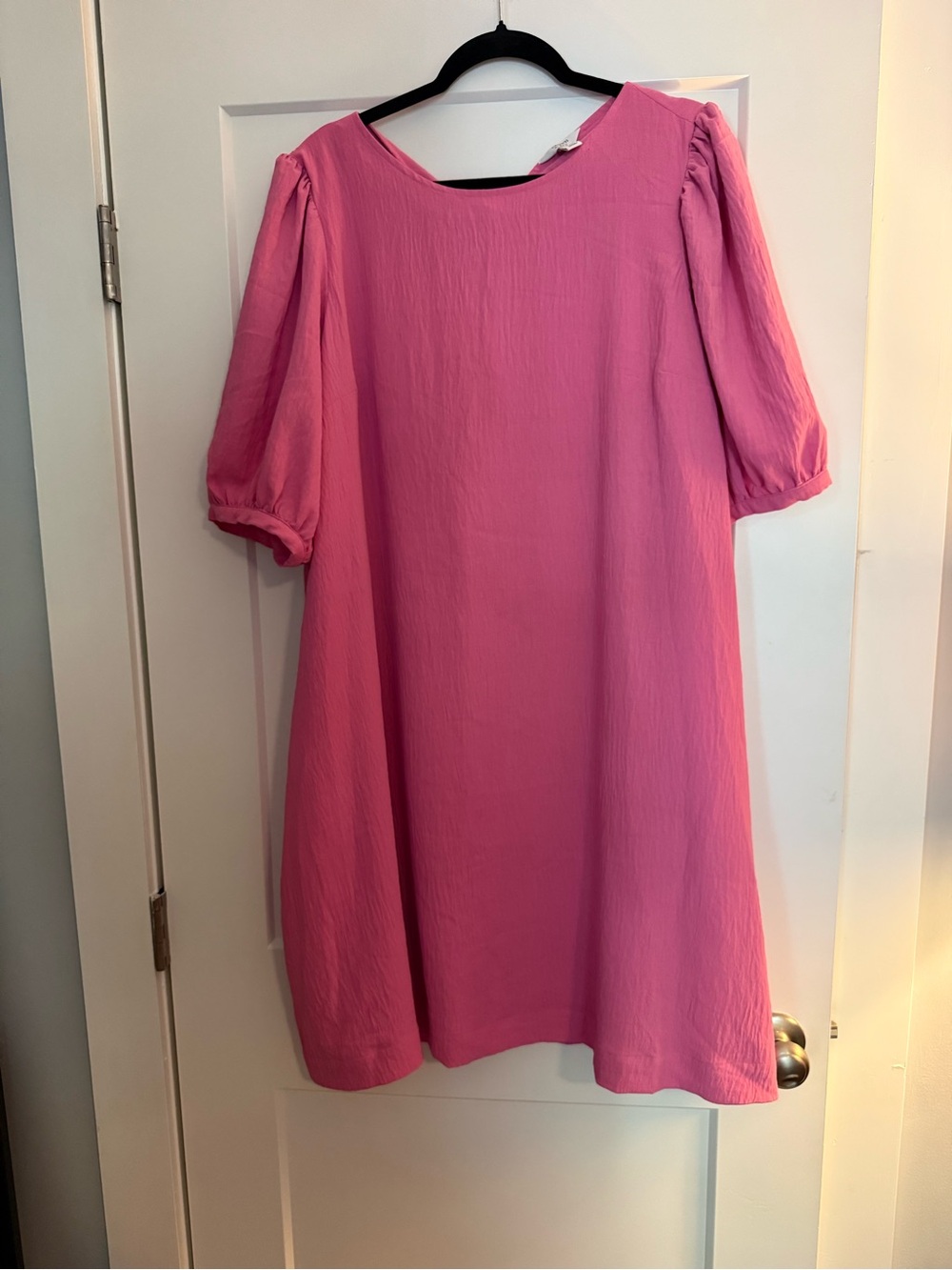 Crown & Ivy XXL Pink Shift Dress Puff Sleeve Bow Back Keyhole